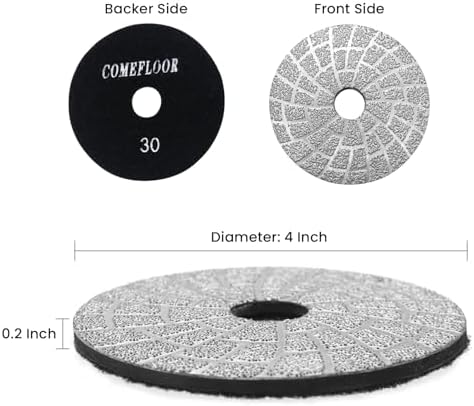 Vacuum Brazed Diamond Polishing Pads, 4 Inch Lippage Grinding Disc for Grantie Marble Concrete Ceramics, Grit 50