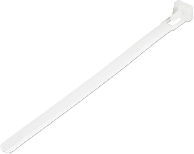 StarTech.com 6"(15cm) Reusable Cable Ties - 1/4"(7mm) Wide, 1-3/8"(35mm) Bundle Dia. 50lb(22kg) Tensile Strength, Releasable Nylon Ties, Indoor/Outdoor, 94V-2/UL Listed, 100 Pack - White, TAA