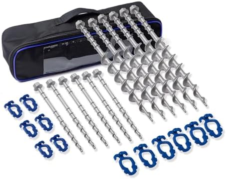 Homeon Wheels Aluminum Ground Anchor Kit, 12-Pack Heavy-Duty Screw Stakes