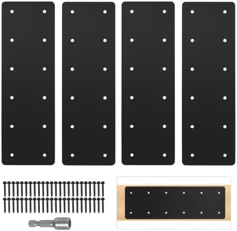 4 Pcs 15.7"x5" Straight Steel Plate for Wood 6x6 6x8, 3MM Thick