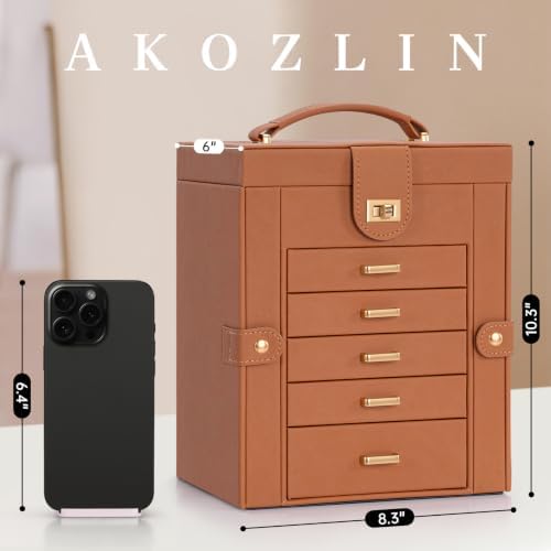 AKOZLIN 6-Tier Jewelry Box Organizer 5 Drawers Storage Orange Regular