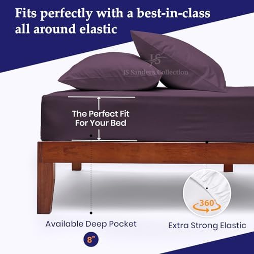 JS Sanders AFT Berth Boat Sheet 3 Pcs 600 TC Egyptian Cotton,Plum