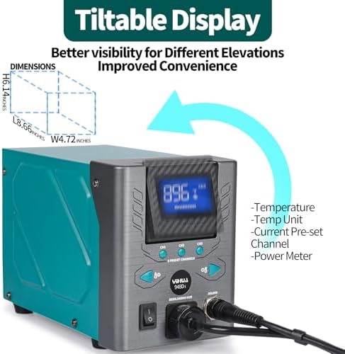 YIHUA 948D-I Desoldering Station 110W High Performance ESD-Safe with Temperature Control 716-896°F Adjustable, 3 Pre-set Channels, °C/°F Conversion, Auto Stand-by, Sleep Mode