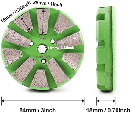 3PCS 3" 10 Segments Metal Bond Diamond Grinding Polishing Pad Concrete Marble Granite (30 Grit)