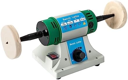DNYSYS Jewelry Polisher,Bench Buffer,Adjustable Variable Speed Bench Grinder Polishing & Buffing Machine,Polisher Polishing Dental Machine with 2 Cloth Wheel & Fabric wheels for Jewelry,Wood,Jade,110V