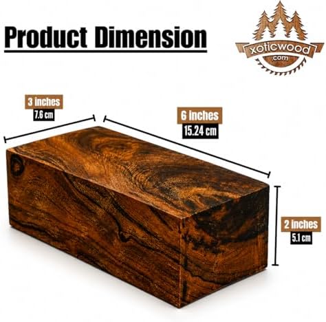 IECAP LLC Desert Ironwood Blanks — 6 x 3 x 2 Inches — Exotic Hardwood Lumber Block for Tool Handles, Knife Handle, Pen Blanks, Carving & DIY Crafts — Natural Ironwood Turning Block for Woodworking