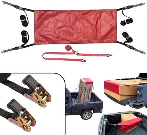 Universal Tie-Down Strap, Tailgate Extender & Tailgate Net | Tie Down Kayaks, Lumber and More! (Buckle Type: Ratchet Strap)