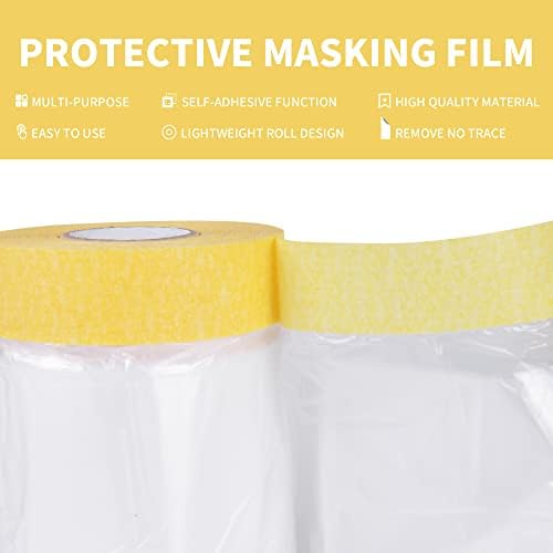 TAPEBEAR Pre-Taped Masking Film Tape and Drape 5feet x 90feet 3Rolls