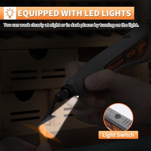 Reciprocating Sander, Variable Speed and USB Charging with LED Light, Pen Sander With 6pcs Sanding Head, Fit for Sanding, Polishing, Finishing, DIY Crafts (Grey)