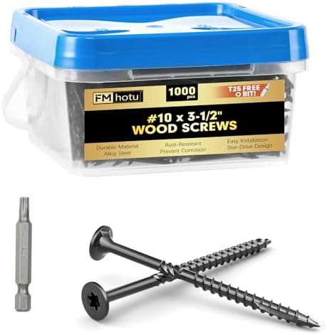 #10 x 3-1/2” Deck Screws, 1000Pcs Star Drive Wood Screws