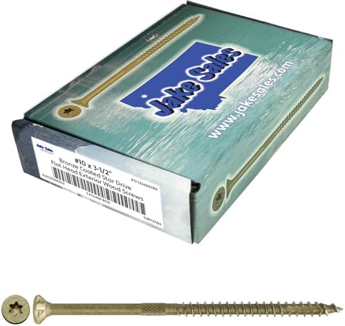Jake Sales #10 x 3-1/2" Bronze Coated Multipurpose Wood Screw Torx/Star Drive Flat Head (5 POUNDS - 270 Approx. Screw Count) Exterior Coated - ACQ Compatible Wood Screws