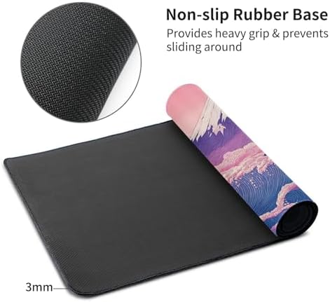 XXXL Extended Desk Mat 48"x24", Japanese Wave Aesthetic Gaming Mouse Pad