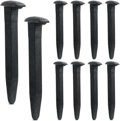 10 pcs Railroad Spike Carbon Steel Rail Road Spike Ties, 6.5 Inch, Black