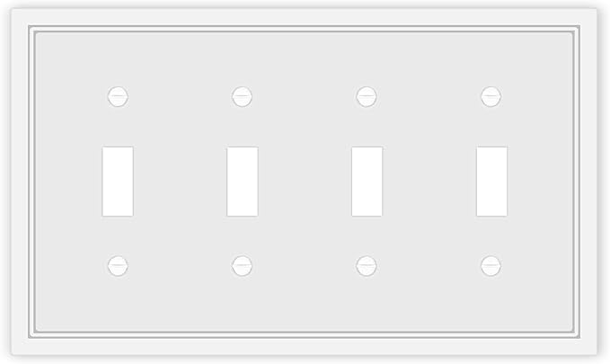 Quad Toggle Light Switch Cover Plate White Classic Decorative Light Switch Plates Cover 4-Gang Wall Plate Cover