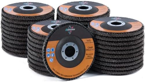 40 Pack 4.5" x 7/8" Premium Calcined Alumina Flap Disc, 40 Grit Type 29, 4 1/2 for Angle Grinder, Flap Sanding Disc for Stainless Steel, Metal, Wood