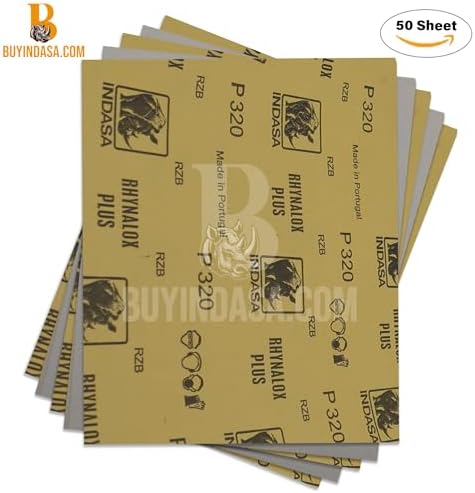 Indasa 50 PCS 9x11 Sandpaper Rhynalox Plusline - 100 Grit Dry Sanding Sheets, Professional-Grade Abrasive for Wood, Metal, Automotive, and Paint Finishing - Durable, Clog-Resistant Sand Paper