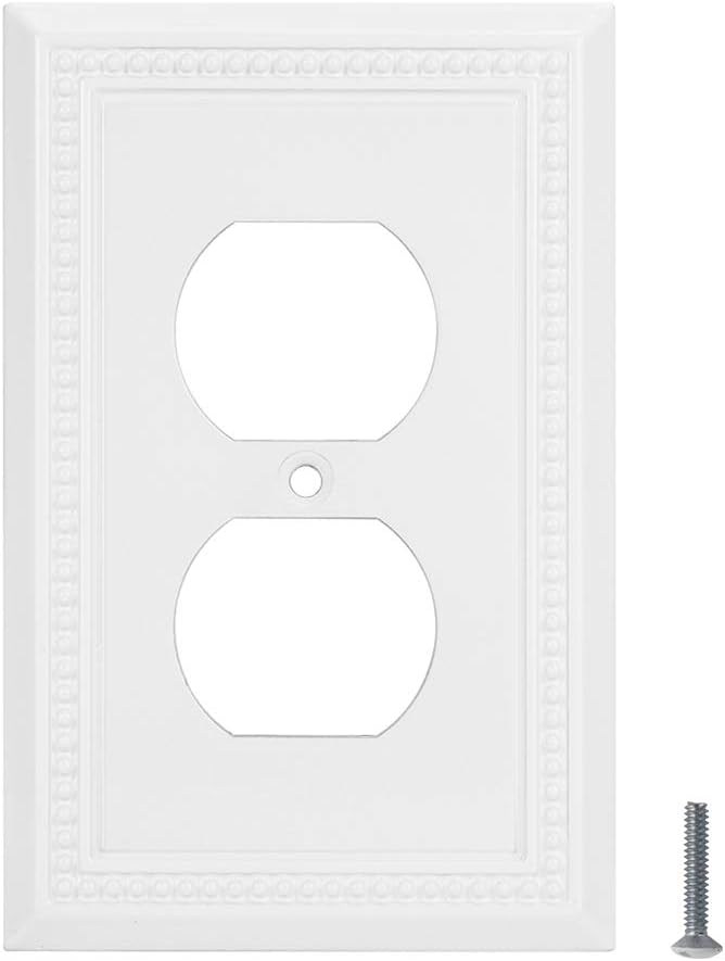 Henne Bery Sunken Pearls Heavy Duty Decorative Wall Plate Switch Plate Outlet Cover (Single Duplex, 3 Pack, White)