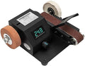 350W Mini Electric Belt Sander, Adjustable Speed Table Top Grinder Polisher w/10 Abrasive Belts, Belt Bench Grinder Polisher for Metal Wood Aluminum, 0-10000rpm