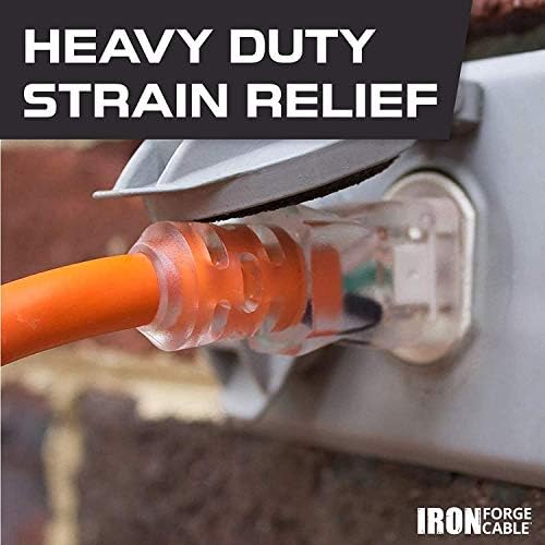 Iron Forge Cable 10 Gauge Extension Cord Heavy Duty, 25 Ft - Orange SJTW