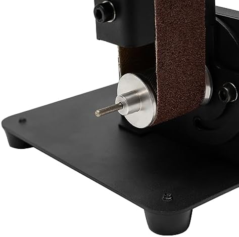 350W Mini Electric Belt Sander, Adjustable Speed Table Top Grinder Polisher w/10 Abrasive Belts, Belt Bench Grinder Polisher for Metal Wood Aluminum, 0-10000rpm