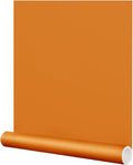 FUKU MON Vibrant Orange Peel and Stick Wallpaper 24" x 394" Solid Matte Contact Paper,Thick Removable Textured Wall Covering for Cabinets Accent Wall, Renter Friendly