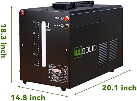 U.S. Solid 25 L Welder Water Cooler, TIG MIG Torch Cooling Machine, Wind-Tunnel Heat Dissipation 2.8 kW, Vortex Pump 7.5 L/min, Transparent Window, Leak-Free, AC 110 V