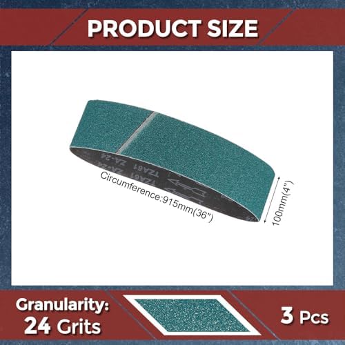 3 Pcs Sanding Belts 4 x 36 Inch 24 Grit Zirconia