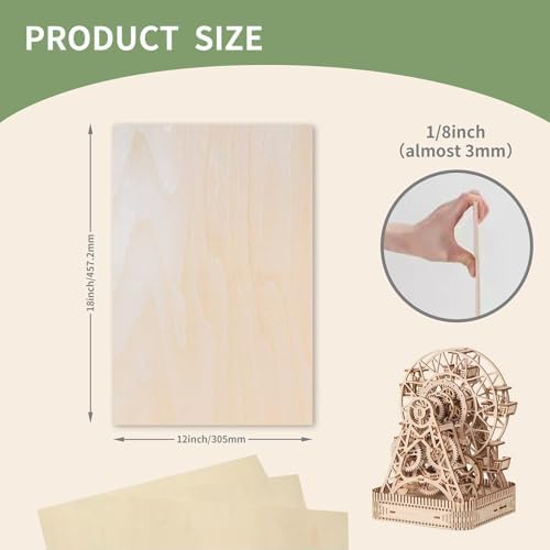 36 Pack Basswood Sheets Board 1/8 Inch Unfinished Wood,3mm Plywood for Laser Cutting,Boards for Crafts for DIY Thin Plywood Sheets Unfinished Wood Boards for Laser Cutting (18inchx12inch)