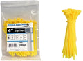 Kable Kontrol Cable Zip Ties, 4 Inch, 1000 Pcs, 18lbs Test, Yellow | Nylon Plastic, Self Locking, UL Listed, Indoor Use