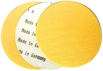 9 inch Sanding Discs Hook and Loop Round Sand Paper Disc, Gold Aluminum Oxide No Hole Hook and Loop Sanding Discs, 180 Grit Sandpaper Auto Body Sandpapers for Wood, Paint, Metal & Plastics, 25 Pack
