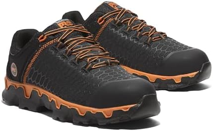 Timberland PRO Men's Powertrain Sport Alloy Safety Toe Industrial Athletic Work Shoe, Black/Orange-2024 New, 15 W