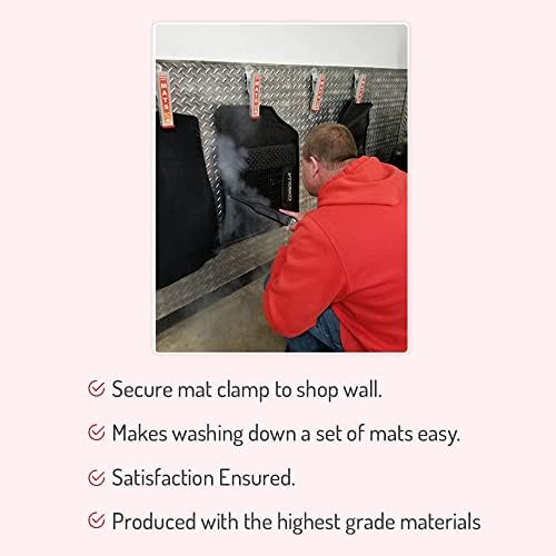 HI-TECH Car Wash Mat Clamps – Heavy-Duty Floor Mat Holders for Cleaning & Drying – Rust-Resistant Aluminum – Mountable – Holds All Mats – Blue, 1 Pack