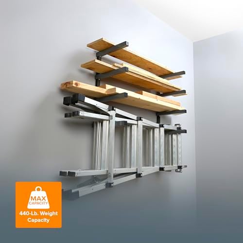BORA 4-Level Lumber Storage Rack Wall Mount Wood Rack For Garage Organizer
