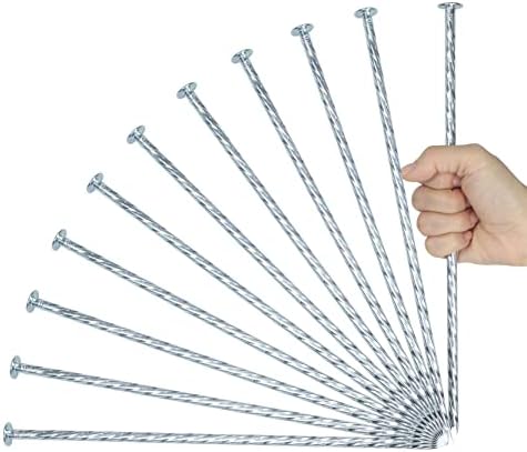 12 Inch Galvanized Landscape Stakes Metal Landscape Edging Anchoring Spikes, Landscape Anchoring Stake for Artificial Turf, Paver Edging, Weed Barrier, Tent, Camping, Carpentry (50)