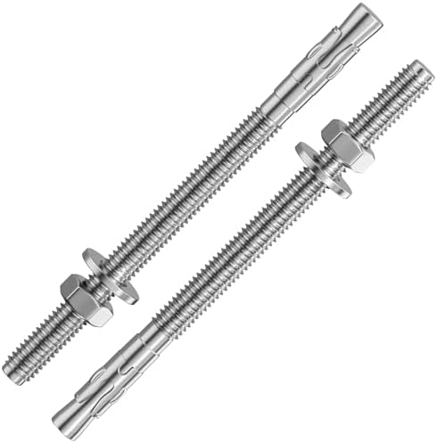 Wensilon 30Pcs 5/16x5 Inch Standard Fasteners for Heavy-Duty 304 Stainless Steel Wedge Anchors for Cement and Concrete