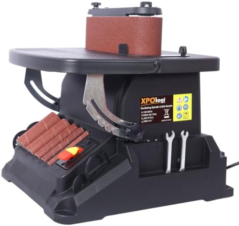 Oscillating Belt and Spindle Sander, 500W 2 in 1 Woodworking Machine with 5 Sanding Sleeves and 4x24 Belt, Efficient Dust Collection for Woodworking Projects, Furniture Finishing, DIY Projects