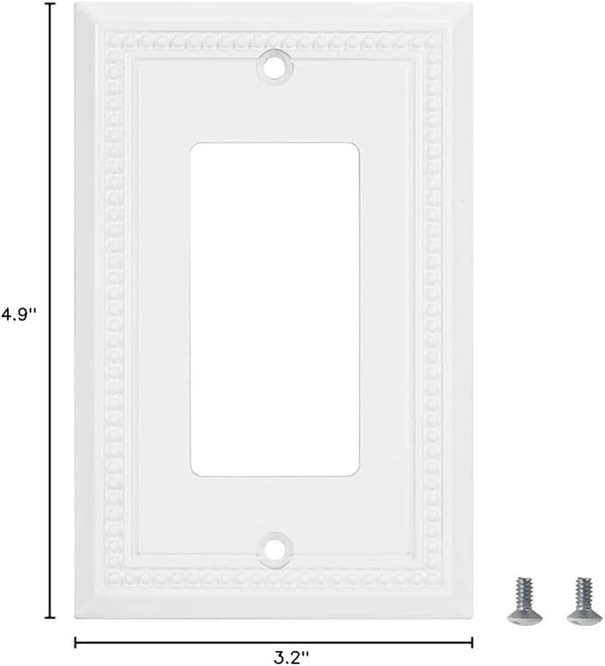 Henne Bery Sunken Pearls Heavy Duty Decorative Wall Plate Switch Plate Outlet Cover (Single Decorator, 2 Pack, White)
