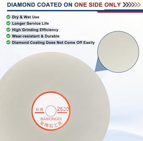 6 Inch x 1/2" Arbor Diamond Flat Lap Disc, 2500 Grit