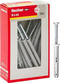 fischer 508275 Extension Dowel for Knocking N 6x80 Y, Impact Fixing with pre-Assembled Nail for Full, semi-Filled and Concrete, 25 Pieces per Pack, Gray, 6X80 MM