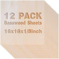 12 Pack Basswood Sheets 1/8x16x16 Inch, Unfinished Wood for Crafts, 3mm Basswood for Laser Cutting Engraving, Wood Burning, Architectural Models, Plywood Board for Painting. (16x16x1/8inch)