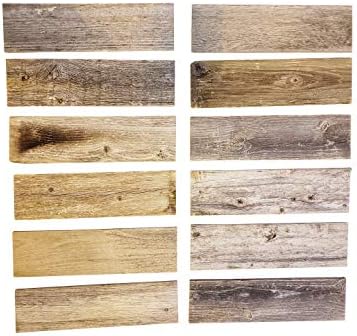 Rockin' Wood Rustic Weathered Reclaimed Wood Planks for DIY Crafts, Projects and Decor (12 Planks - 12" Long)