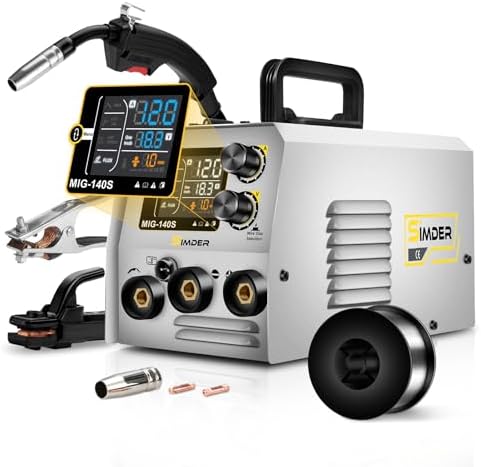 SSimder 140A MIG Welder 3 in 1, Dual Voltage Flux Core Lift TIG Stick