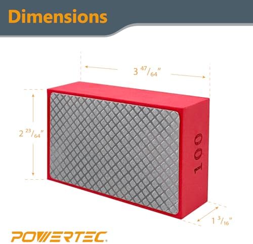 POWERTEC 72306 Diamond Hand Polishing Pads 3Pack, 60, 100 & 200 Grits, Diamond Sanding Block for Polishing and Grinding Porcelain, Ceramic Tile, Glass, Granite, Stone, Wood & Metal