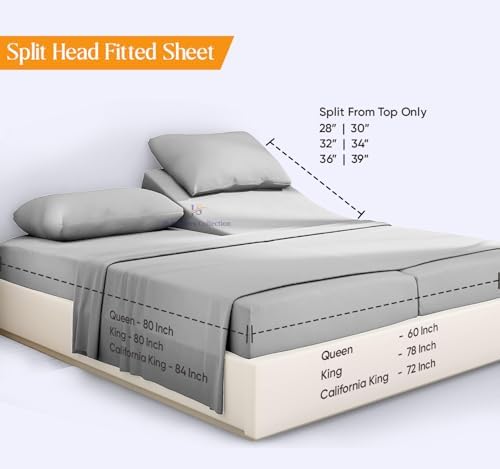 JS Sanders Collection Split Head Sheet Set 4PC Cal. King Size, Silver