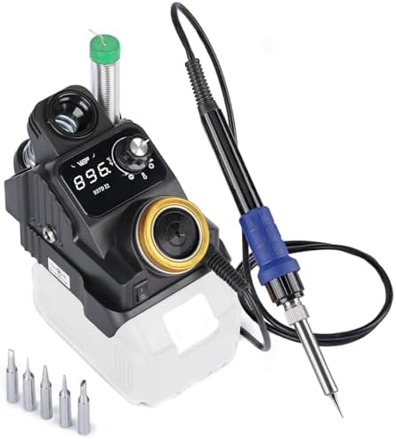 WEP 937D-I 2 Cordless Soldering Iron Kit Compatible with Makita 20V/18V Battery, with Integrated Iron Holder, Digital Display, 6 Soldering Tips, Adjustable Temperature, Auto Sleep & Shutdown