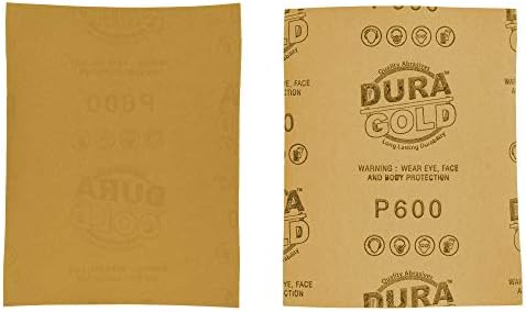 Dura-Gold Premium 1/4 Sheet Gold Sandpaper Sheets, 600 Grit (Box of 400)