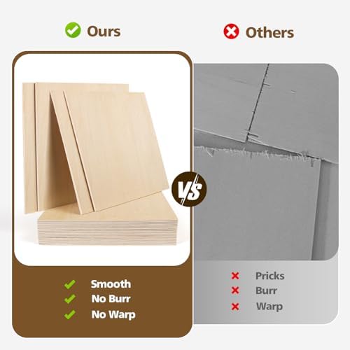 Adrattnay Basswood Sheets 3mm - 1/8 x 12 x 24inch, 24pcs Square Laser Basswood Plywood for Laser Cutting & Engraving DIY Crafts, Wood Burning, Painting, Architectural Model Building