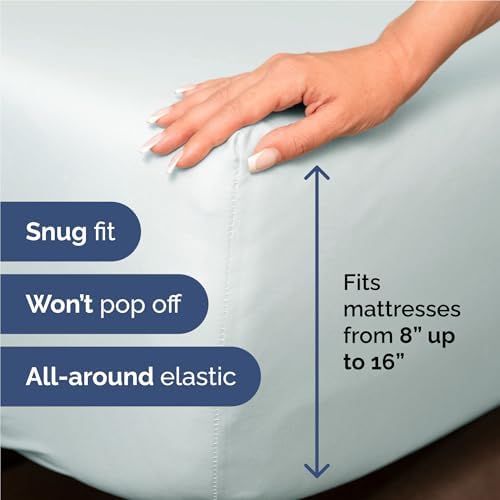 Full Size 4 Piece Sheet Set - Comfy Breathable & Cooling Sheets - Ice Blue