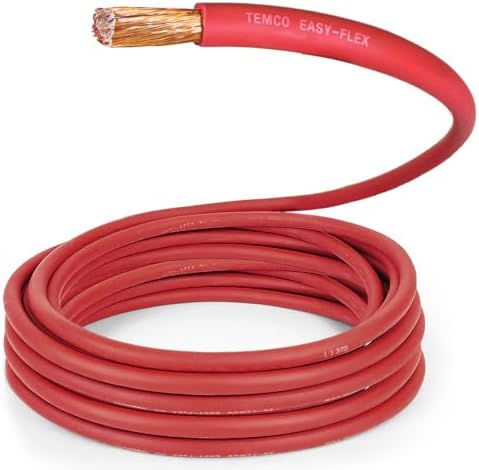 TEMCo 1/0 Gauge AWG 85 Ft Red Flexible Pure Copper Made in USA Welding Cable Battery Wire - Heavy Duty Solar, Inverter, Car, RV, Truck