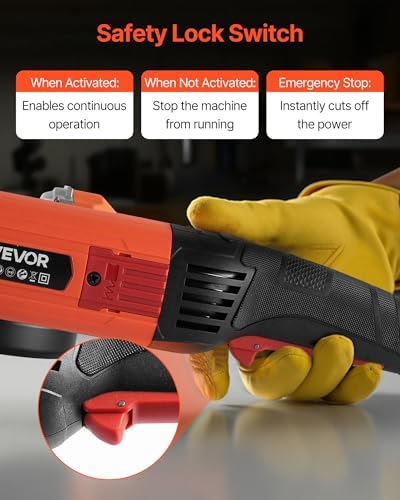 VEVOR Angle Grinder, 5" Electric Grinder Power Tool, 10Amps 10000RPM High-Speed Corded Angle Grinders with 230° Adjustable Dust Guard for Metal Grinding, Cutting, Rust Removal (Disc Not Included)